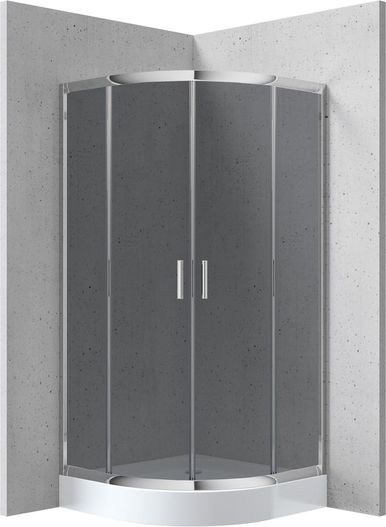 Deante halvrund brusekabine med brusekar 90 x 90 cm - krom/transparent/hvid