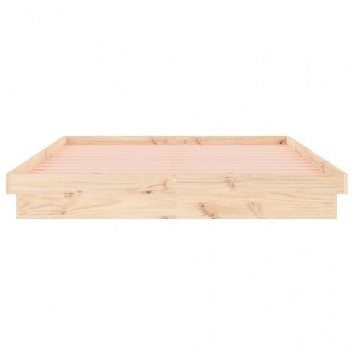 Sengeramme med LED-lys i massivt fyrretræ 140 x 190 cm