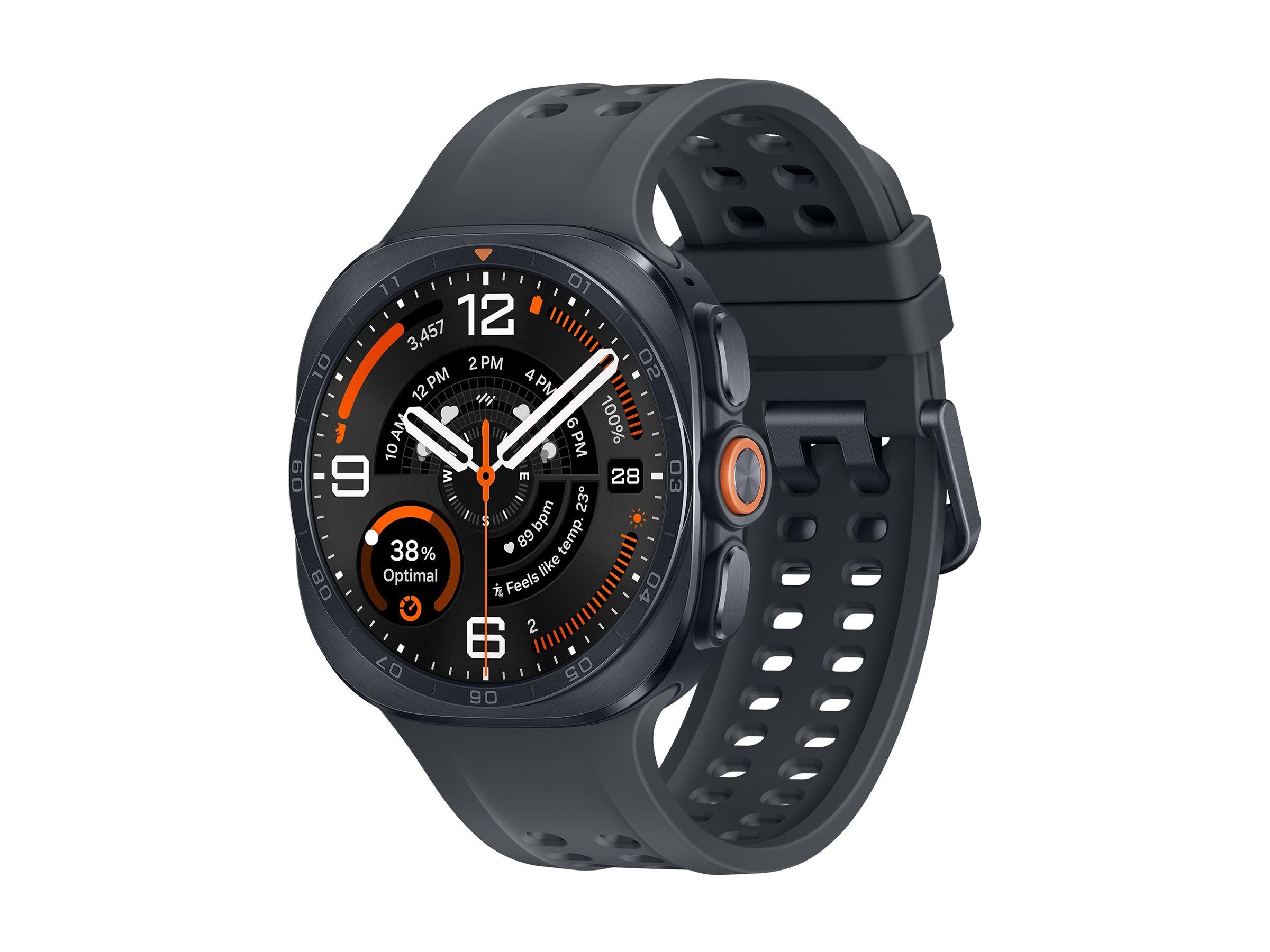 Samsung Galaxy Watch Ultra2 47 mm titaniumgrå smartwatch med LTE, 64 GB og sort marinebånd M/L