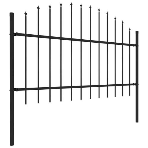 Havehegn med spydtop (1-1,25) x 3,4 m sort stål