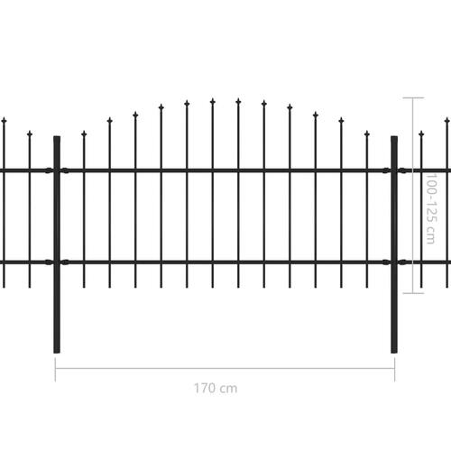 Havehegn med spydtop (1-1,25) x 3,4 m sort stål
