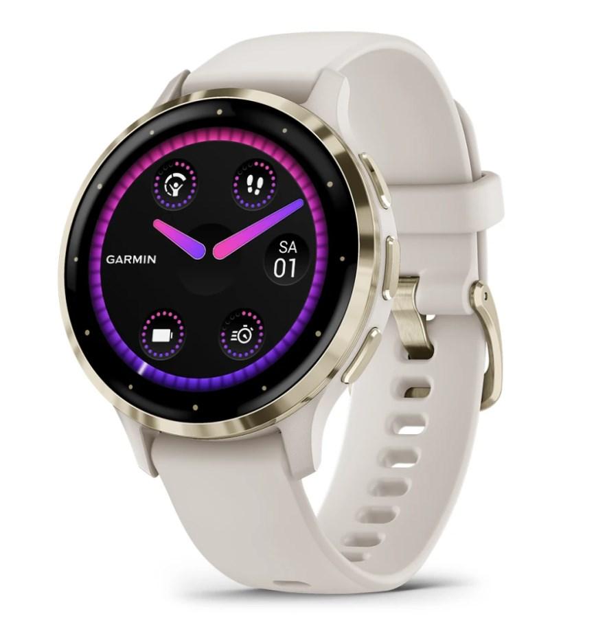 Garmin Venu 3S 41 mm sportsur med 1,2" AMOLED-touchskærm, GPS og Wi-Fi - Gold/Ivory