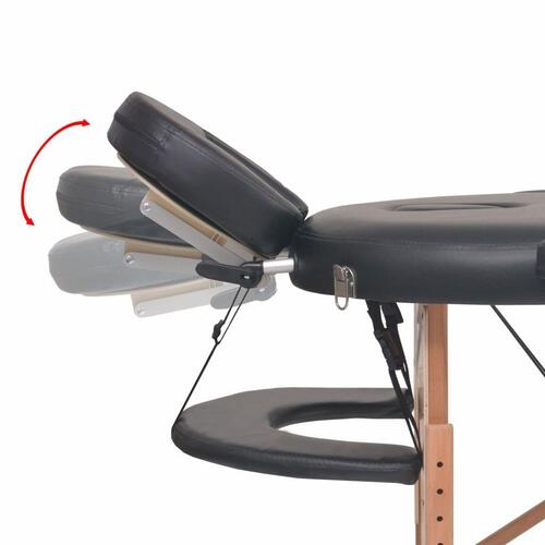 Foldbart massagebord m. 2 bolsterpuder 4 cm tyk oval sort