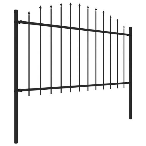 Havehegn med spydtop (1,25-1,5) x 5,1 m sort stål