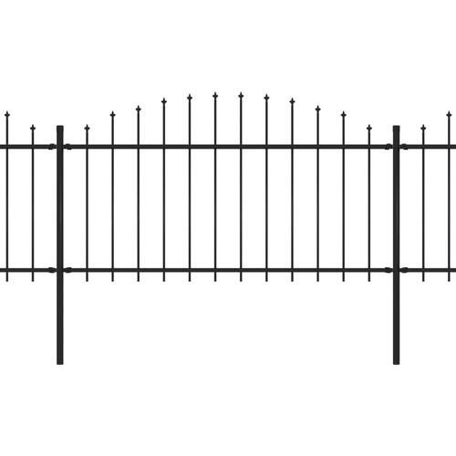 Havehegn med spydtop (1,25-1,5) x 6,8 m sort stål