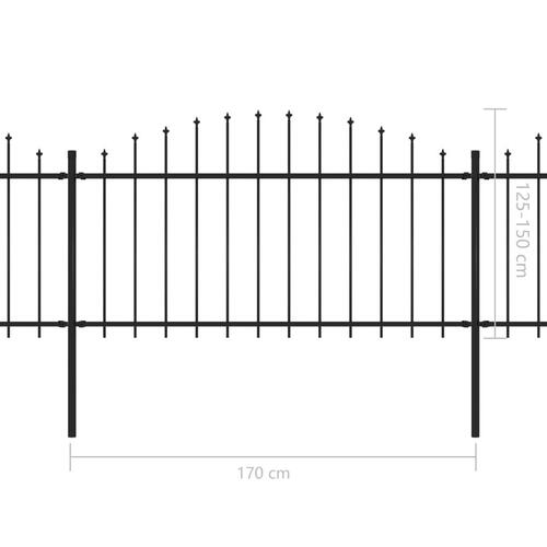 Havehegn med spydtop (1,25-1,5) x 8,5 m sort stål