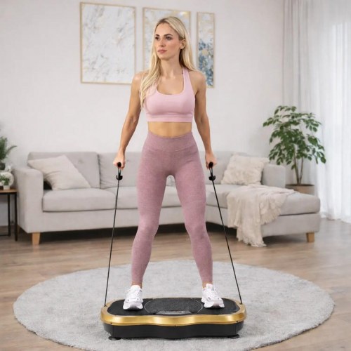 Extralink Moonwalk Spin Move vibrationsplatform til fitness 200 W - guld/sort
