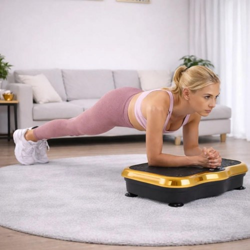 Extralink Moonwalk Spin Move vibrationsplatform til fitness 200 W - guld/sort