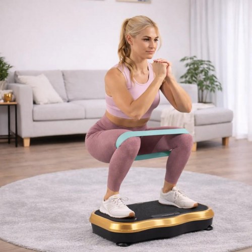 Extralink Moonwalk Spin Move vibrationsplatform til fitness 200 W - guld/sort
