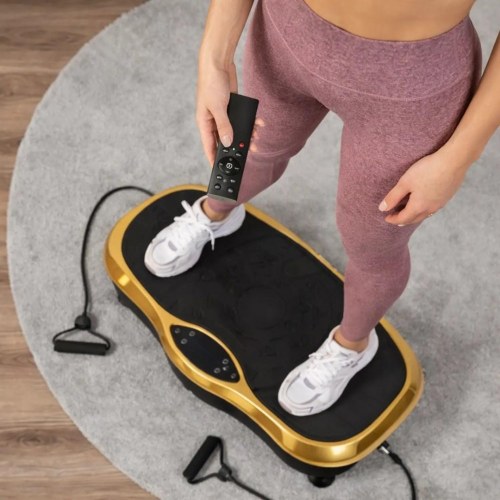 Extralink Moonwalk Spin Move vibrationsplatform til fitness 200 W - guld/sort