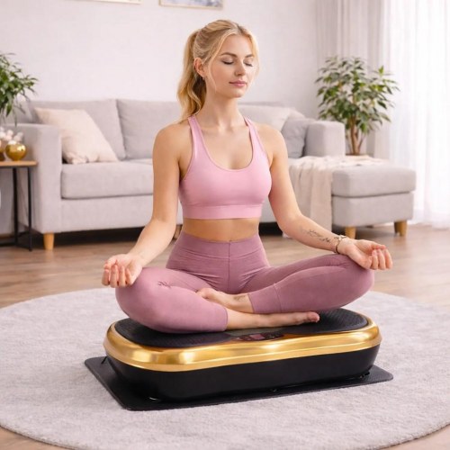 Extralink Moonwalk Spin Move vibrationsplatform til fitness 200 W - guld/sort