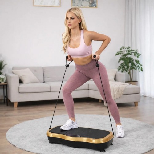 Extralink Moonwalk Spin Move vibrationsplatform til fitness 200 W - guld/sort