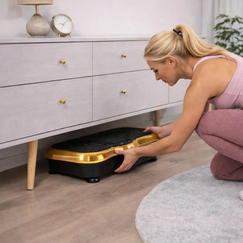 Extralink Moonwalk Spin Move vibrationsplatform til fitness 200 W - guld/sort