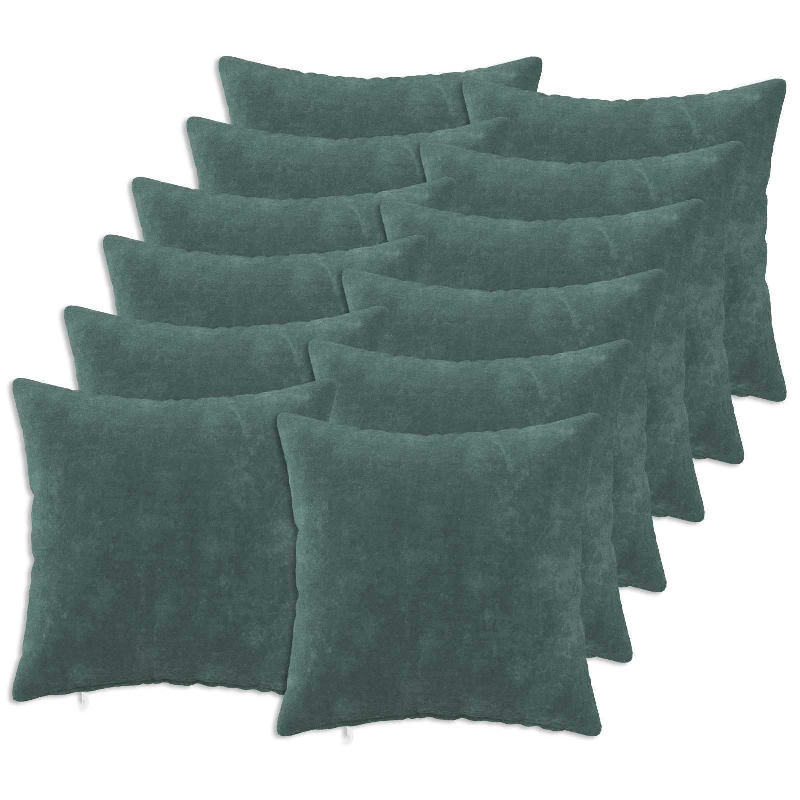 Pudebetræk HEERLEN 12 stk 45 x 45 cm i Hav blå mikrofiber fleece med lynlås til sofa og seng