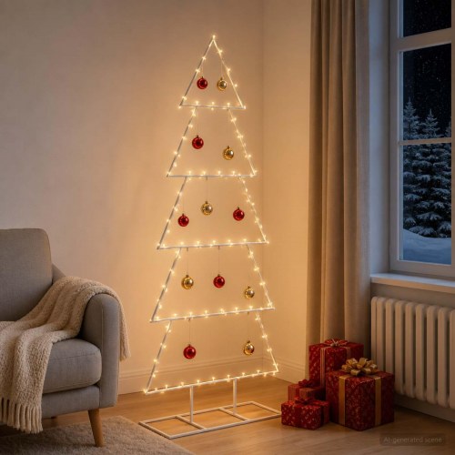 Metaljuletræ med fod KUOPIO 150 cm - hvid