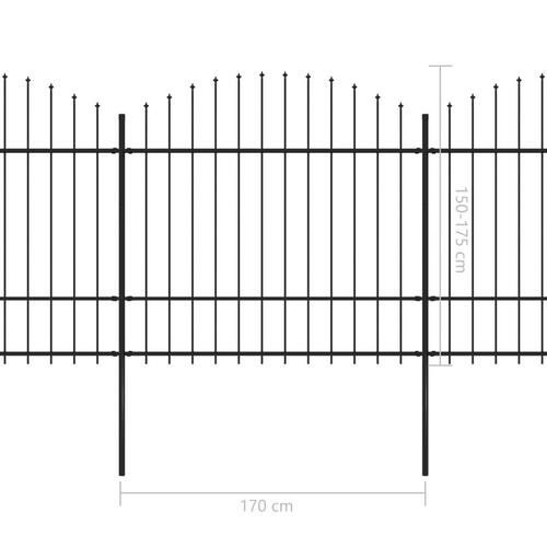 Havehegn med spydtop (1,5-1,75) x 5,1 m sort stål