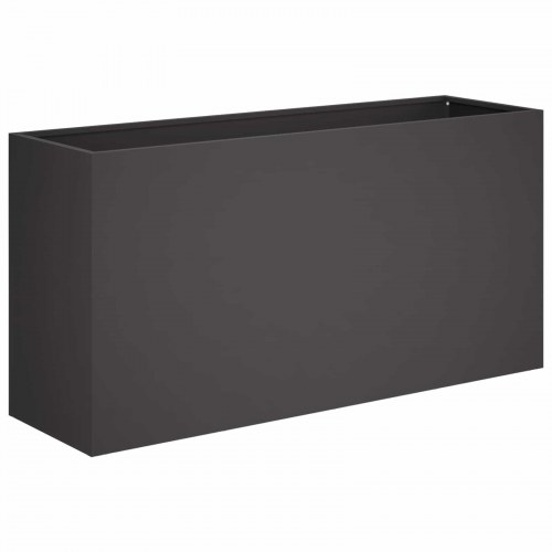 Blomsterkrukke til have i sort koldvalset stål 100 x 30 x 40 cm rektangulær