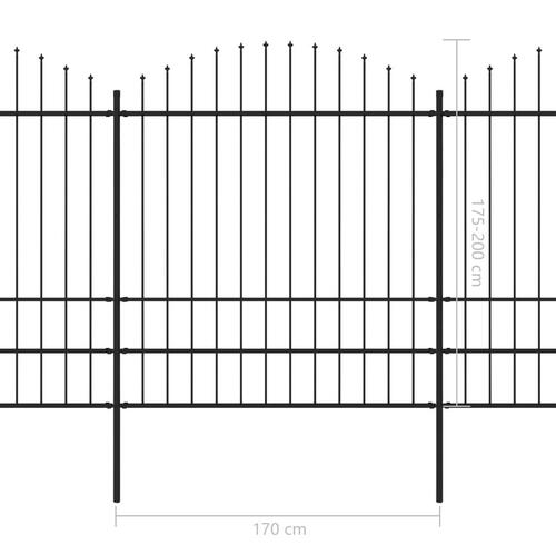 Havehegn med spydtop (1,75-2) x 6,8 m sort stål