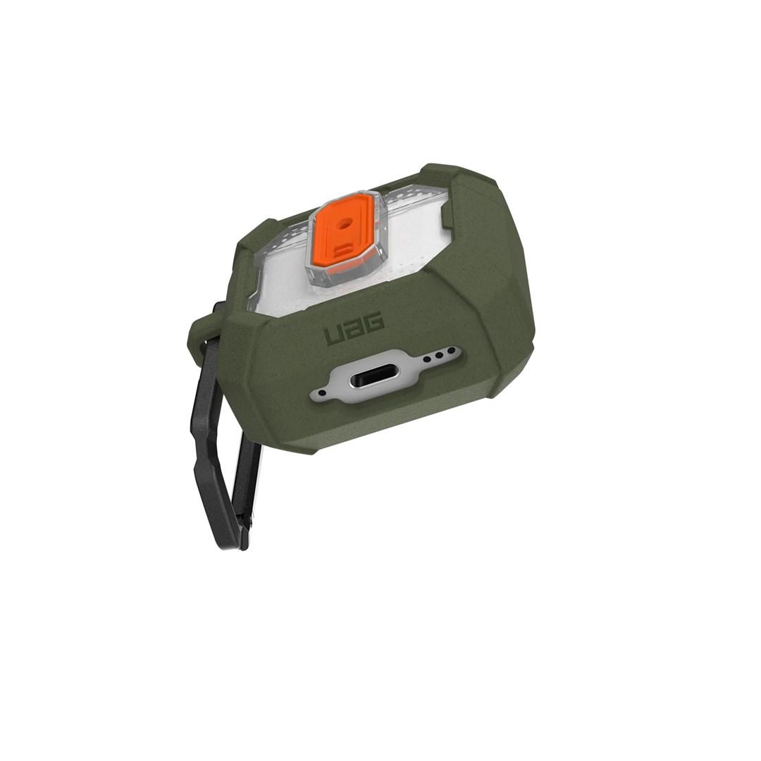 Urban Armor Gear headset-etui til Apple - ridsefast cover i oliven med TPU, PS og karabinhage