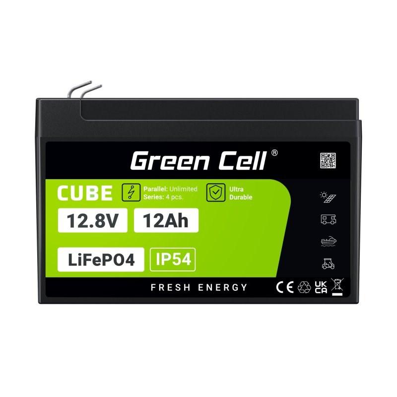 Batteri 12,8 V LiFePO4 12 Ah - Green Cell LFPGC12V12AH