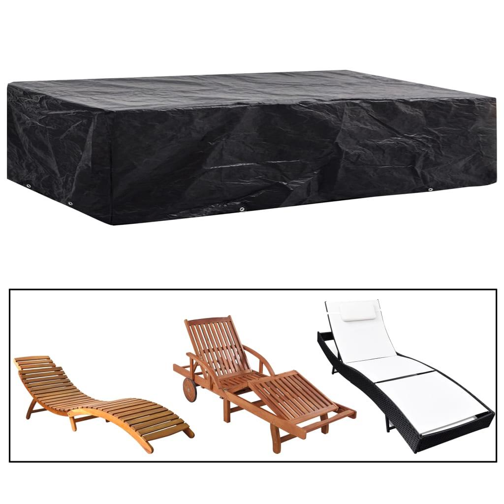 Overtræk til liggestol - 218 × 77 × 55 cm, 8 snørehuller, sort
