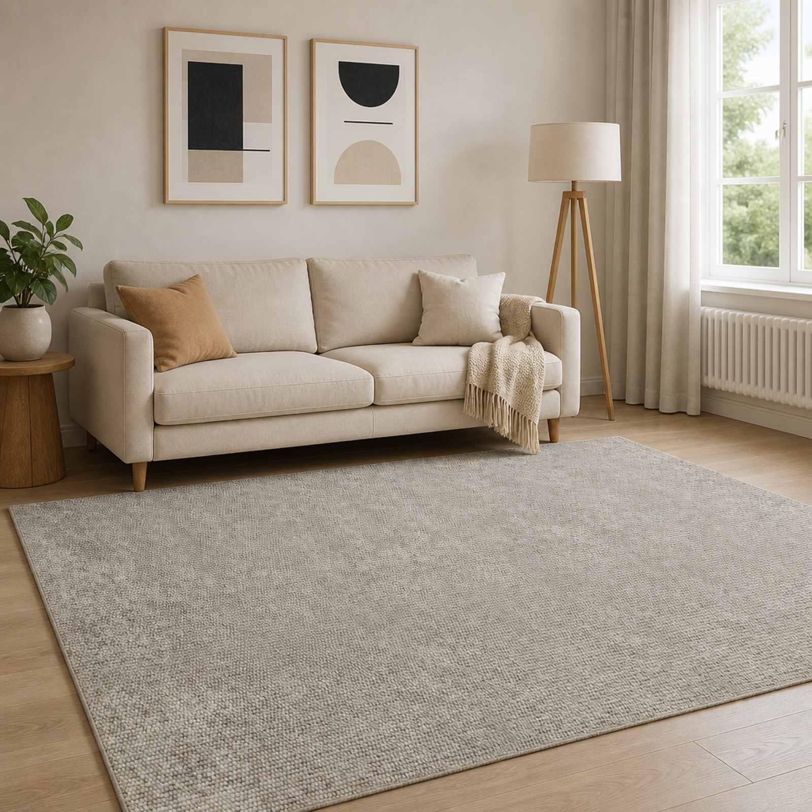 Gulvtæppe beige 120 x 180 cm - vaskbart
