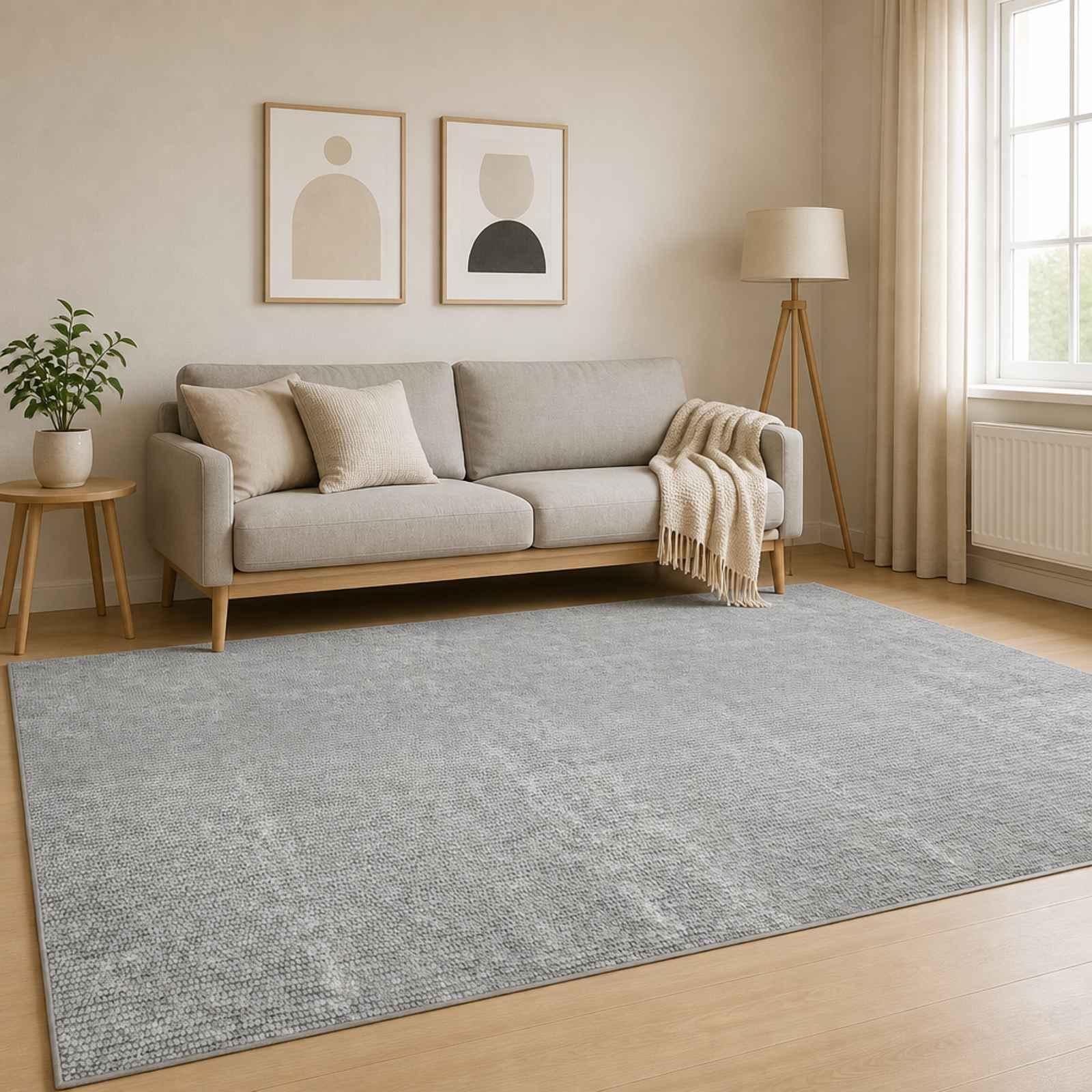 Gulvtæppe grå 190 x 300 cm - vaskbart
