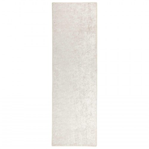Gulvtæppe cremefarvet 100 x 300 cm - vaskbar