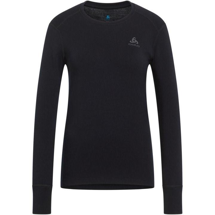 Langærmet T-shirt Odlo BL TOP crew neck l/s MERINO 260 dame - sort, str. S