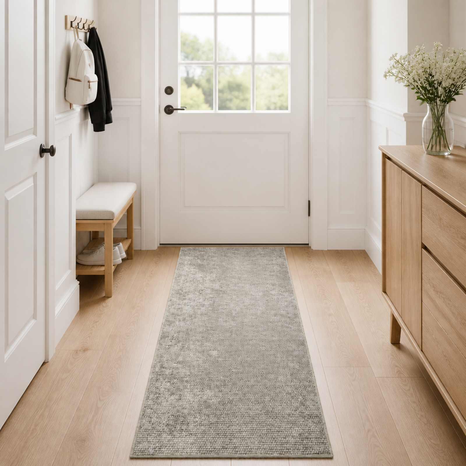 Gulvtæppe beige 80 x 250 cm - vaskbar