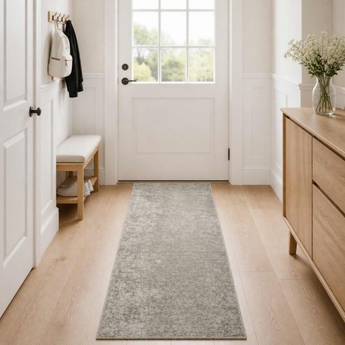 Gulvtæppe beige 50 x 250 cm - vaskbart