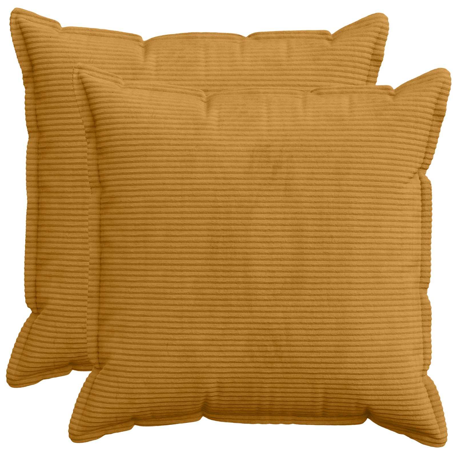 vidaXL Pudebetræk 2 stk. HOUTEN Gul 55 x 55 cm cordfløjl