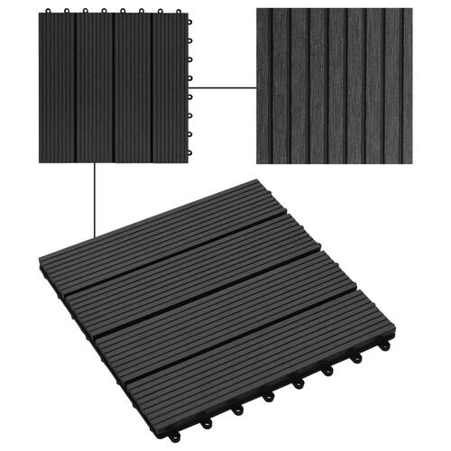 Terrassefliser 22 stk. 30 x 30 cm 2 m2 WPC sort