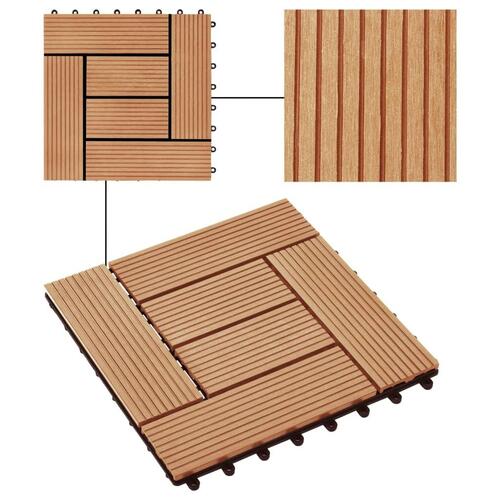 Terrassefliser 22 stk. 30 x 30 cm 2 m2 WPC teakfarve