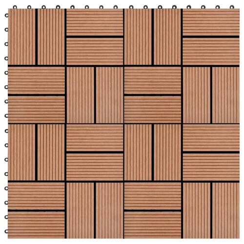 Terrassefliser 22 stk. 30 x 30 cm 2 m2 WPC brun