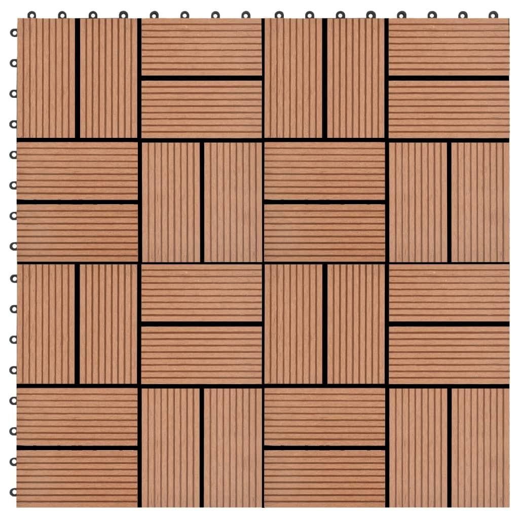 Terrassefliser 22 stk. 30 x 30 cm 2 m2 WPC brun