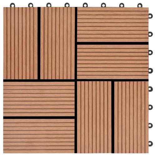 Terrassefliser 22 stk. 30 x 30 cm 2 m2 WPC brun