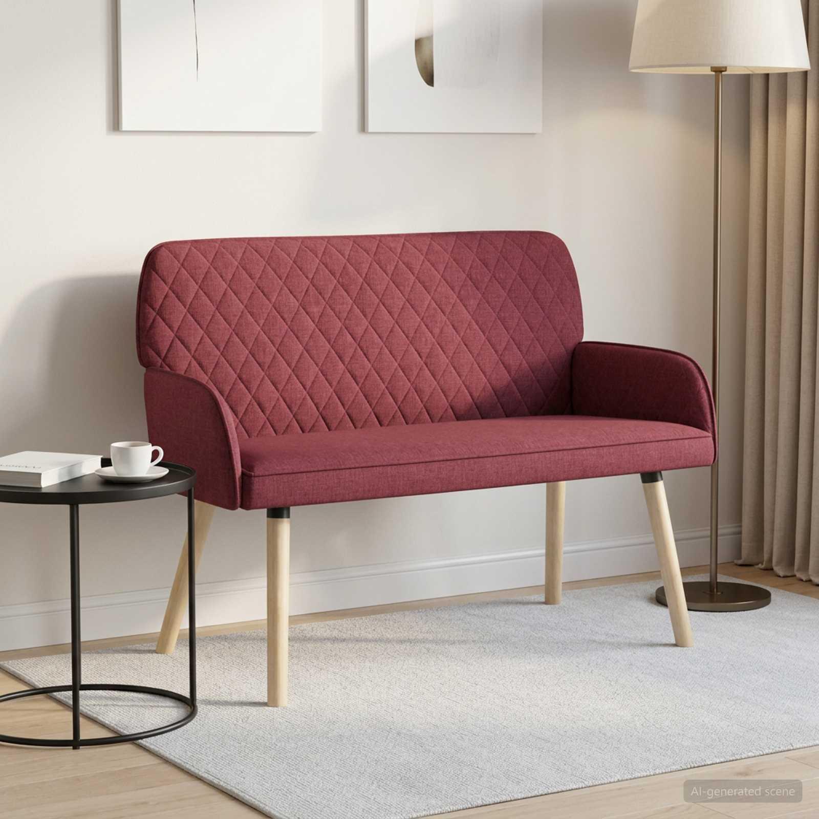 2-personers sofa i vinrød med træben