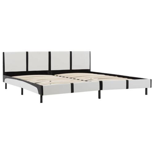 Seng med madras 180 x 200 cm hvid og sort kunstlæder
