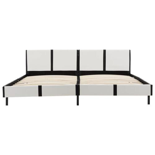 Seng med madras 180 x 200 cm hvid og sort kunstlæder
