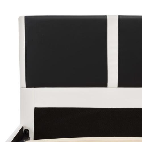 Seng med madras 140 x 200 cm sort og hvid kunstlæder
