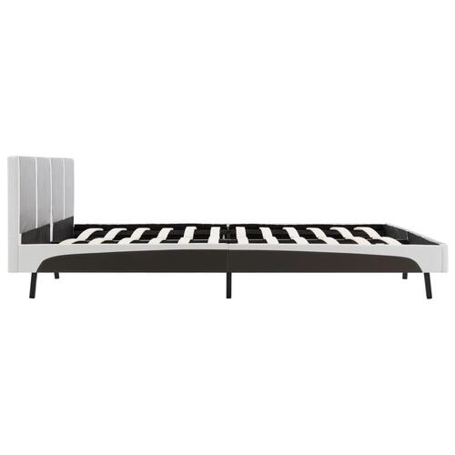 Seng med madras 180 x 200 cm grå og hvid kunstlæder