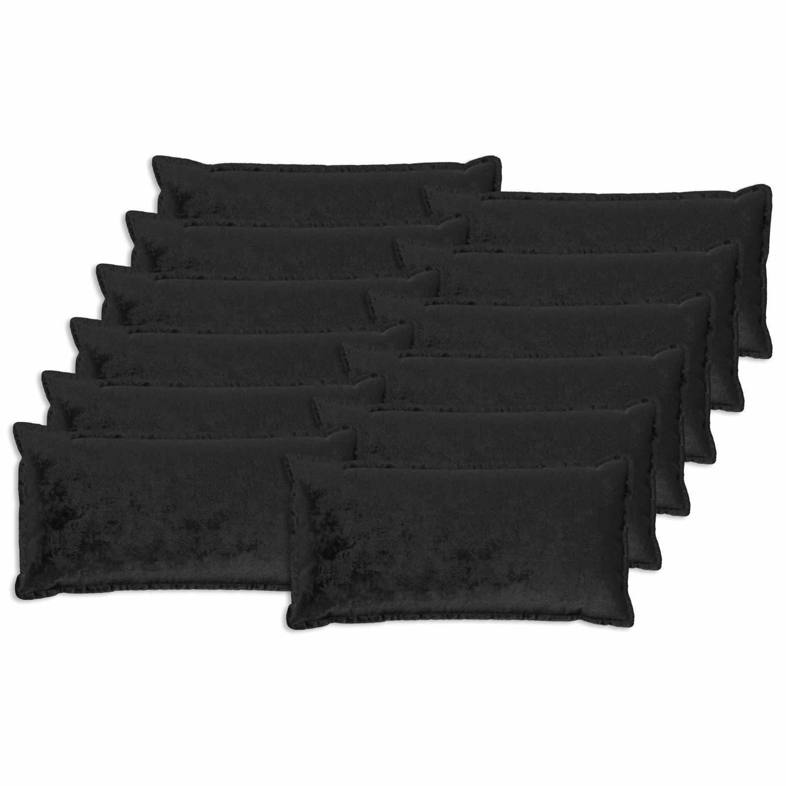 vidaXL Pudebetræk 12 stk. HOUTEN Sort 40 x 80 cm Flannel
