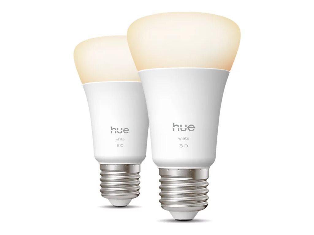 Philips Hue White - LED-lyspære - form: A19 - E27 - 7 W (tilsvarende 60 W) - varmt hvidt til køligt hvidt lys - 2700 K (pakke med 2)