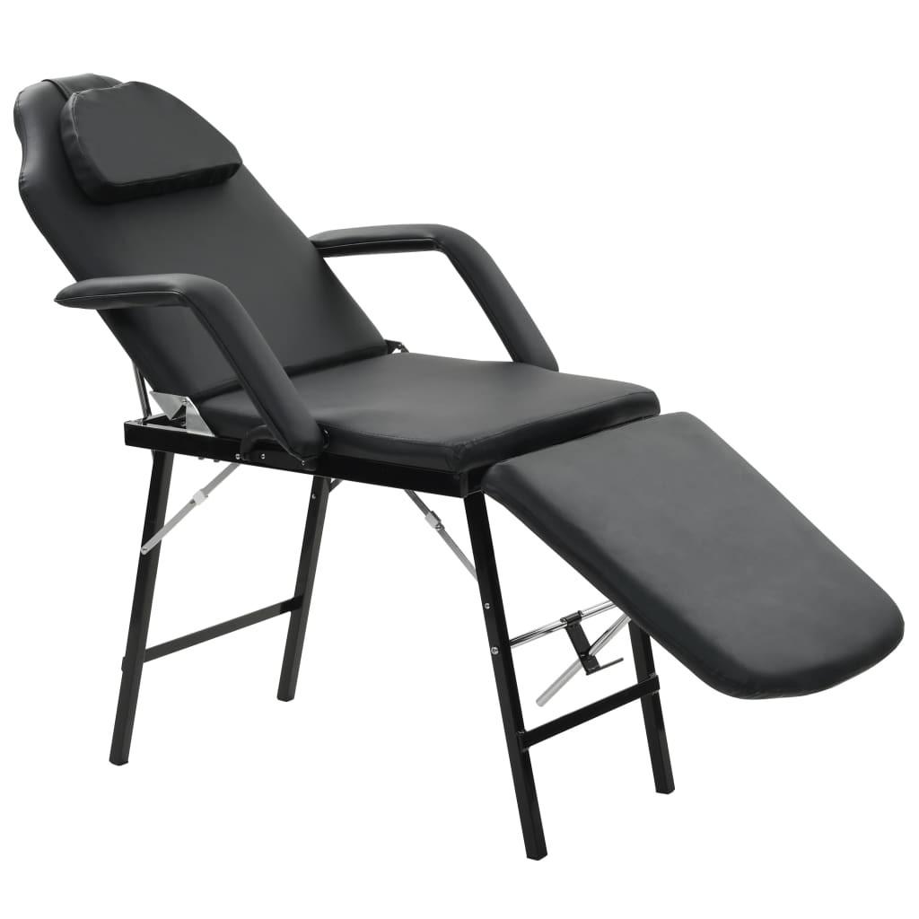 Mobil ansigtsbehandlingsstol kunstlæder 185 x 78 x 76 cm sort