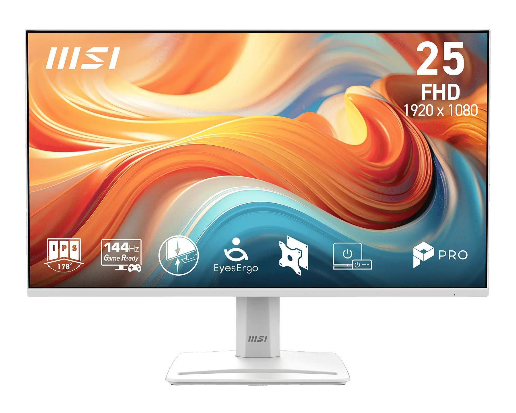 MSI Pro MP251W E14A, 62,2 cm (24.5), 1920 x 1080 pixel, Fuld HD, LED, 4 ms, Hvid