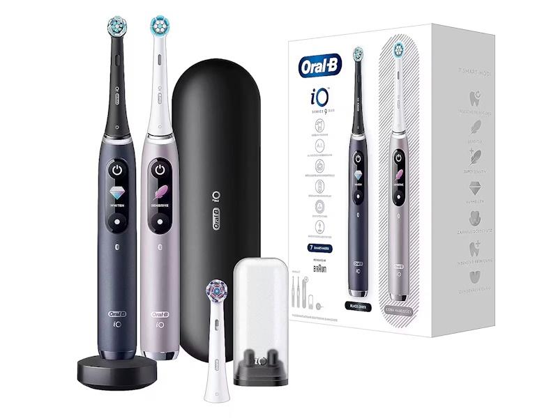 Oral-B iO 9, Voksen, Roterende tandbørste, Daglig pleje, Gum pleje, Intens, Sensitiv, Super sensitive, Tongue care, Blegning, Sort, Rose, 2 min, Black Lava, Rose Quartz