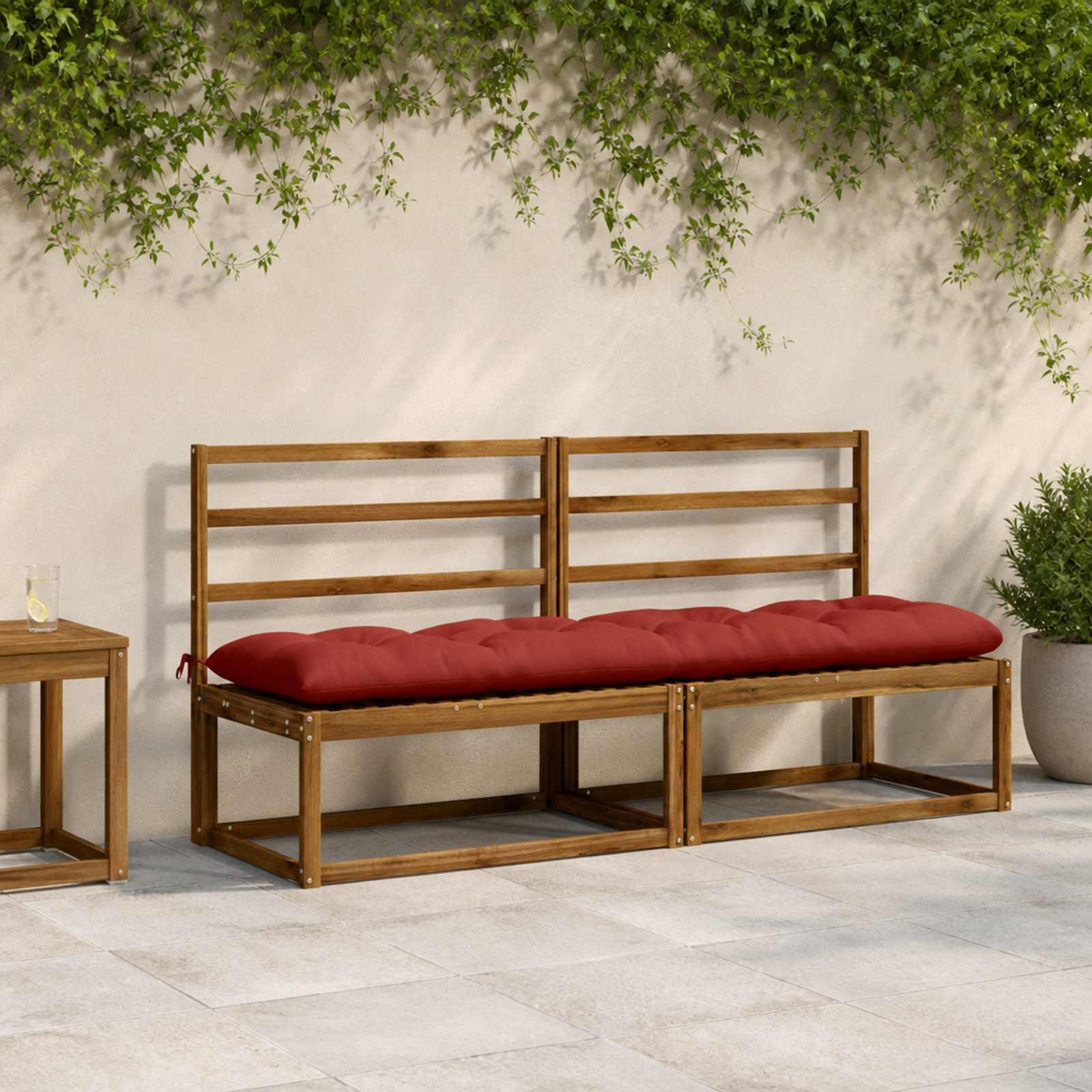 vidaXL Bænkpude VIANEN 100% polyester Rød 200 x 50 x 12 cm