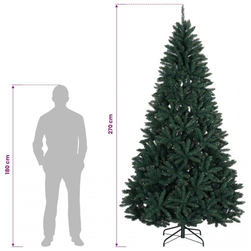 Kunstigt juletræ med hængslede grene 270 cm - mørkegrøn