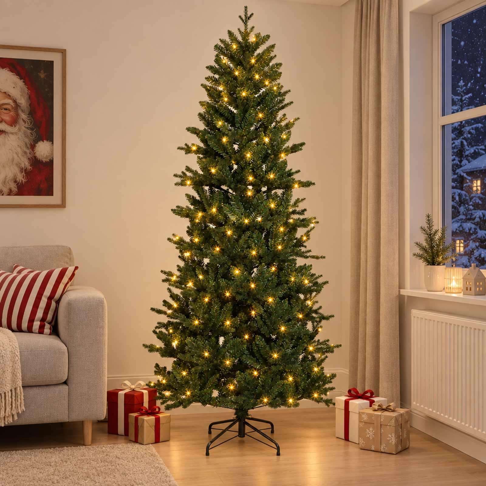 vidaXL Kunstigt Hinged Juletræ 180 cm 300 LED'er Varm hvid PVC og PE